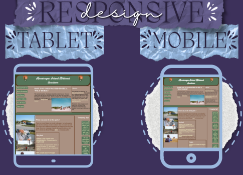 Responsive views of the camping website.