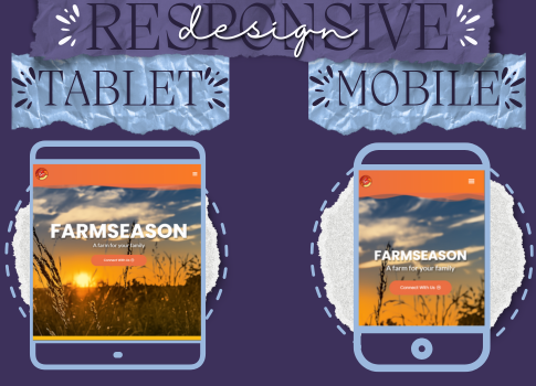 Responsive views of the Farmseason website.