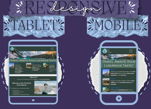 Responsive views of the See The World website.